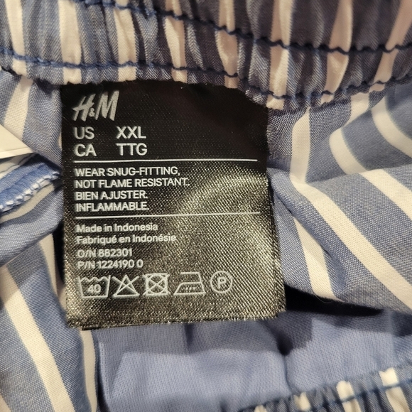 New h&m size xxl cotton boxer style blue/white stripes shorts - Picture 4 of 5